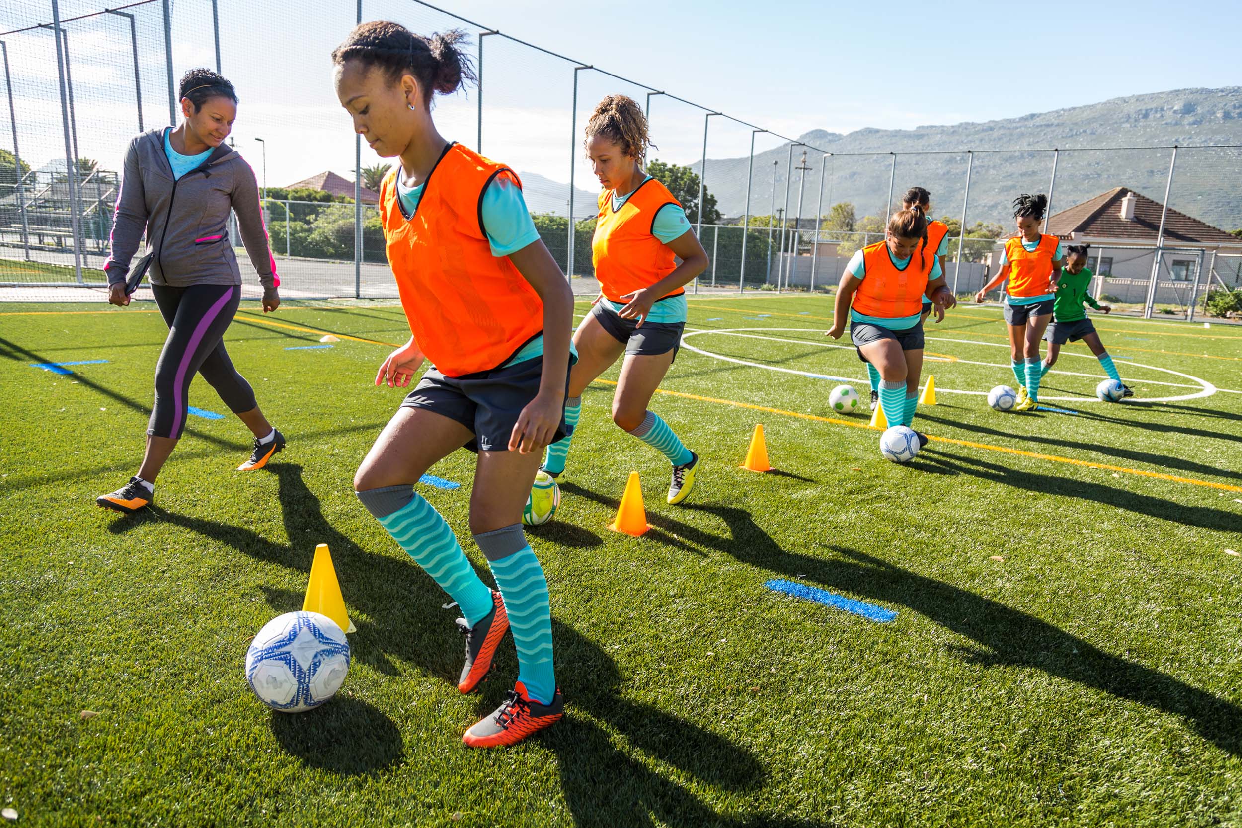 Soccer team training