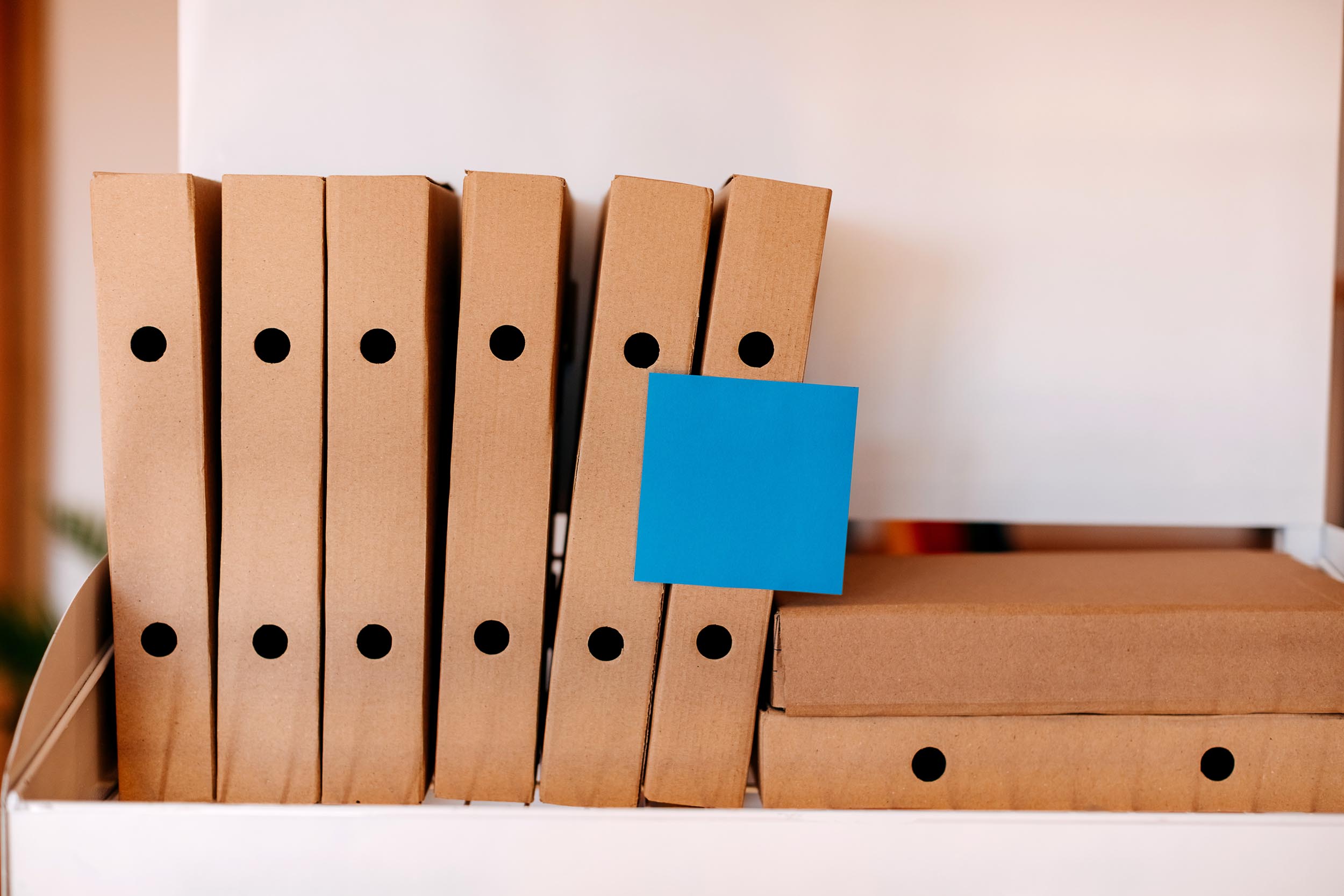 Tax documents and folders organized on a desk