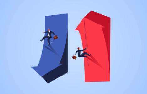 arrows showing business profit and loss