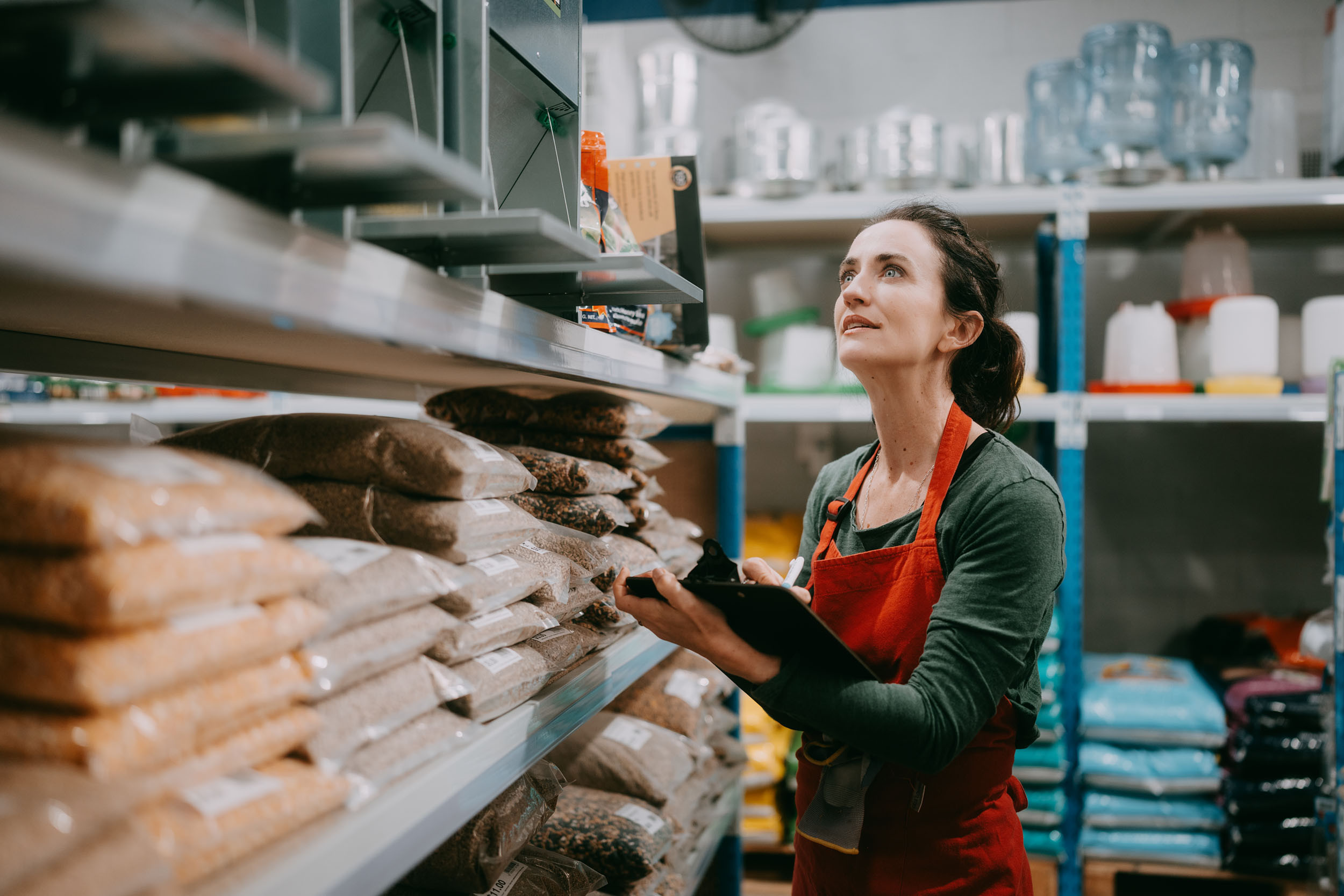 a business owner checking inventory