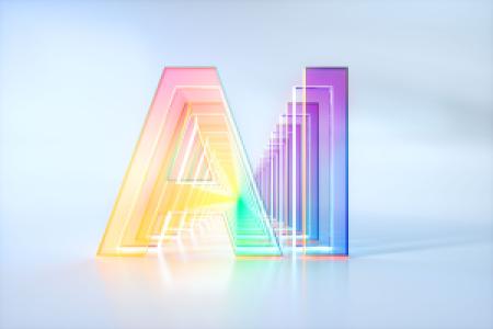 transparent colorful AI text