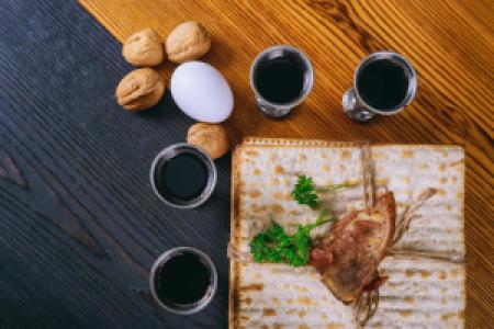 a Passover holiday meal table
