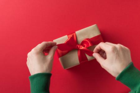 opening a holiday gift