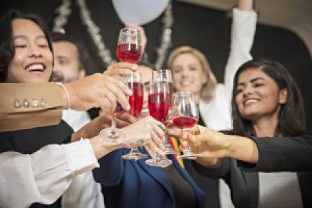 business coworkers celebrating in the office